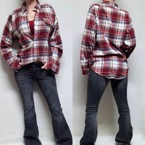 𝅺VINTAGE 1980s Levi's Red Soft Flannel Button Down Western Hipster Oxford Shirt
